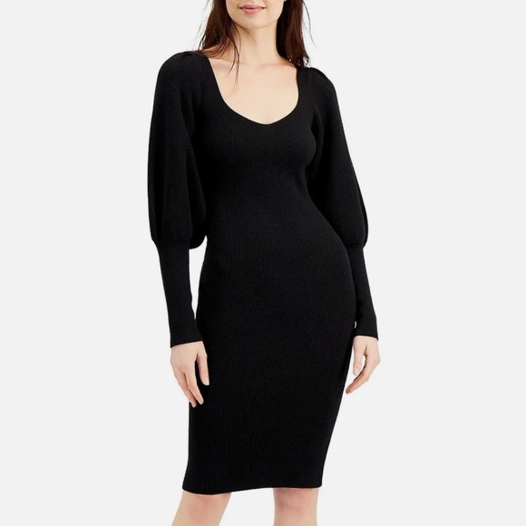 French connection Womens Wool Blend Deep V Neck Midi Dress - Picture 4 of 6